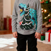 Children's Dinosaur Christmas Tree Graphic Long Sleeve T-Shirt - Gray