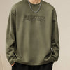 Men's Plus Size Round Neck Long Sleeve Sweatshirt - Military Green