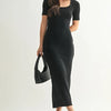 MONO B Laguna Soft Drape Maxi Dress - BLACK