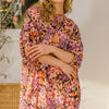ODDI Full Size Floral Tied Neck Mini Dress - Black Multi