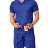 Men's Plus Size Short Sleeve Top and Shorts Set - Royal Blue