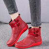 Button Detail Ankle Boots - Scarlet