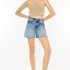 Kancan Full Size Raw Hem High Waist Denim Shorts - Medium