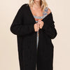 Mittoshop Open Front Long Sleeve Longline Cardigan - Black