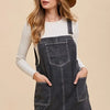 Annie Wear Wide Strap Denim Overall Dress with Pockets - Black