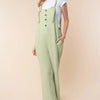 White Birch Texture Sleeveless Wide Leg Jumpsuit - Sage