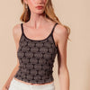 SO ME Two Tone Floral Seamless Tank Top - CHARCOAL BLACK