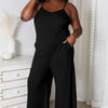 Basic Bae Full Size Spaghetti Strap V-Neck Jumpsuit - Black