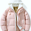 Men's Full Size Two-Tone Hooded Puffer Jacket Plus Size - Blush Pink