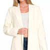 Zenana Woven Long Sleeve Blazer With Lining - CREAM