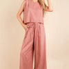 VERY J Solid Woven Top & Pants Set - Mauve