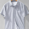 Men's Plus Size Short Sleeve Button-Up Shirt - White Gray Bar