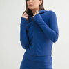MONO B Ribbed Long Sleeve Hoodie - TRUE BLUE