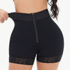 Full Size Zip-Up Lace Trim Shaping Shorts - Black