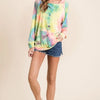 BiBi Tie Dye Terry Hoodie with Kangaroo Pocket - LIME/PINK/PURPLE