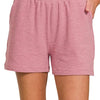 Zenana Cotton Slub Short Pants - LT ROSE