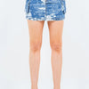 American Bazi Jacquard Trim Cargo Mini Denim Skirt - Blue Combo