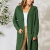 Basic Bae Full Size Hooded Sweater Cardigan - Dark Green