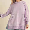 Aemi + Co Exposed Seam Side Slit Hoodie with Kangaroo Pocket - Lilac
