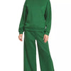 Zenana Scuba Crewneck Pullover and Pants Set - DK GREEN