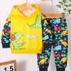 Children's Dinosaur Print Hoodie and Pants Set - Yellow