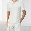 Men's Full Size Short Sleeve Top and Shorts Matching Set Plus Size - White