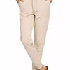 Zenana Drawstring Cotton Joggers with Pockets - SAND BEIGE