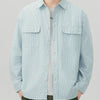 Men's Plus Size Striped Button Up Long Sleeve Shirt - Green