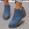 Classic Block Heel Ankle Boots - Blue