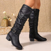 Round Toe Block Heels Boots - Style C