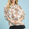 Umgee Mix Floral Print Balloon Sleeve Blouse - LATTE MIX