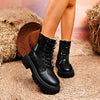 Lace-Up Platform Boots - Black