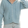 ADORA Hoodie Relaxed Fit Ribbed Cuffs Sweater Cardigan - BLUE