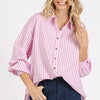 Mittoshop Button Down Striped Long Sleeve Shirt - Pink