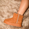 WILD DIVA Round Toe Platform Boots - Caramel