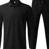 Men's Full Size Zip Up Top and Pants Set Plus Size - Black