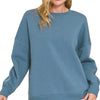 Zenana Fleece Hi-low Boyfriend Sweatshirts with Pockets - DUSTY BLUE