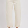 RISEN High Rise Relaxed Barrel Cuffed Jeans - IVORY