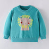Children's Cute Lion Crewneck Sweatshirt - Turquoise
