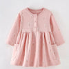 Children's Floral Print Long Sleeve Casual Dress - Dusty Pink