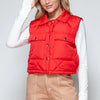 Snobbish Snap Down Quilted Crop Vest - Red