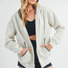 Aemi + Co Contrast Trim Zip Up Hoodie Jacket - Heather Bone