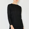 Marina West Swim Pleated Long Sleeve Boatneck Top - Black