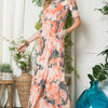 Celeste Paisley Print Short Sleeve Maxi Dress with Pockets - ORANGE PAISLEY