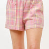And The Why Plaid Print Smocked Detail Casual Shorts - PINK
