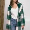 Double Take Full Size Plaid Button Up Lapel Collar Coat - Green