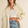 MABLE Back Ruched Utiltiy Bomber Jacket - Ecru