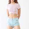 LITZ LA Distressed Ripped Denim Shorts - Aqua