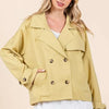 Mittoshop Double Breasted Long Sleeve Trench Coat Jacket - Yellow