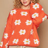 POL Daisy Pattern Drop Shoulder Sweater - Sun Orange